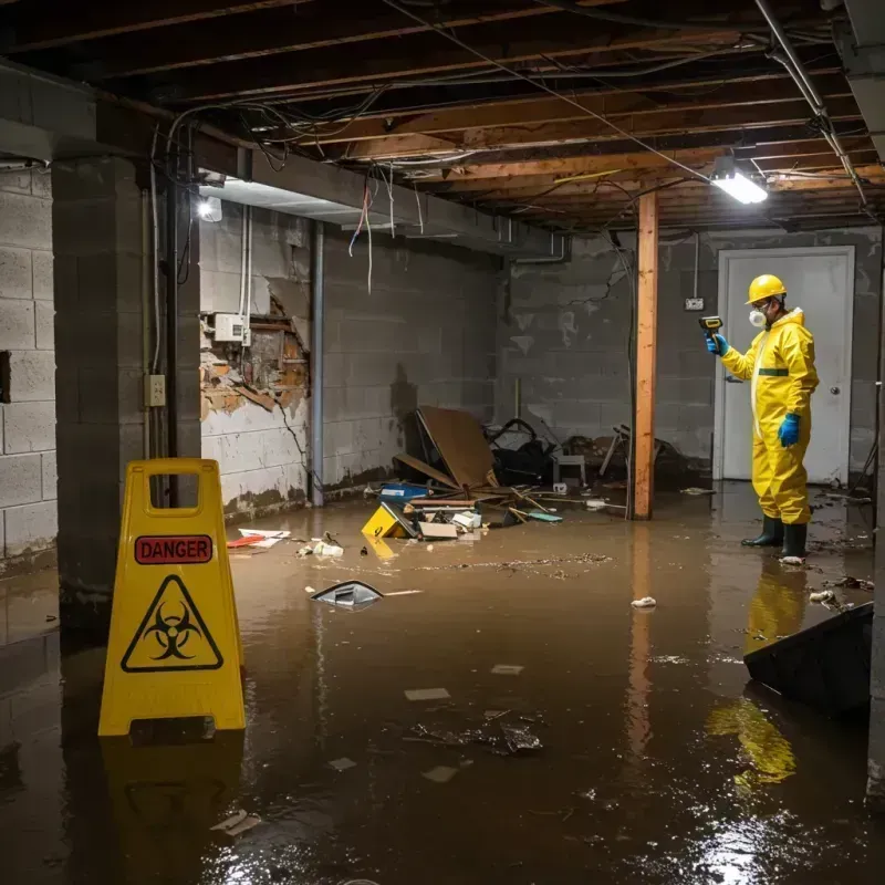 Flooded Basement Electrical Hazard in Johnston County, NC Property